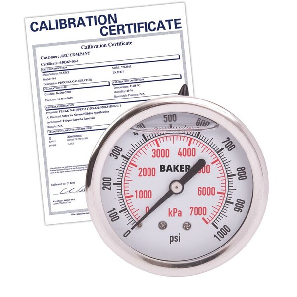 Baker Instruments AHNC1000P Pressure Gauge, 01000 PSI, AHNC1000P